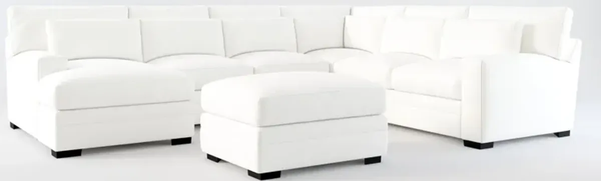 Winston Foam Comfort 5-Piece Sectional with Left-Facing Chaise and Ottoman - Contessa Vanilla