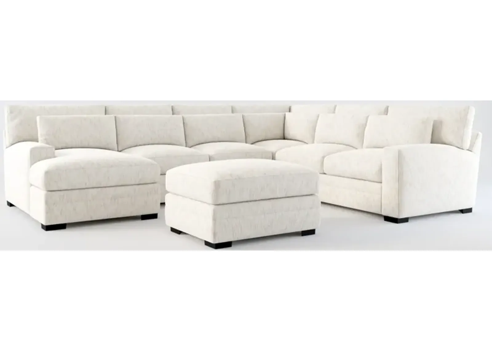 Winston Foam Comfort 5-Piece Sectional with Left-Facing Chaise and Ottoman - P.T. Cream