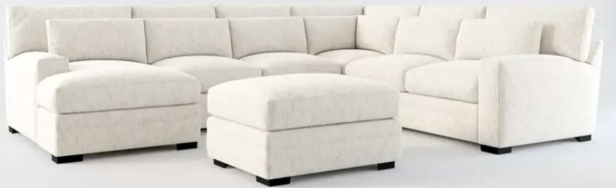 Winston Foam Comfort 5-Piece Sectional with Left-Facing Chaise and Ottoman - P.T. Cream