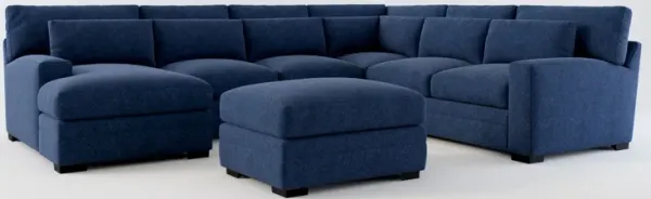 Winston Foam Comfort 5-Piece Sectional with Left-Facing Chaise and Ottoman - Oslo Navy