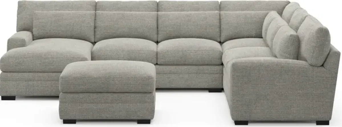 Winston Foam Comfort 5-Piece Sectional with Left-Facing Chaise and Ottoman - Pandora Pepper