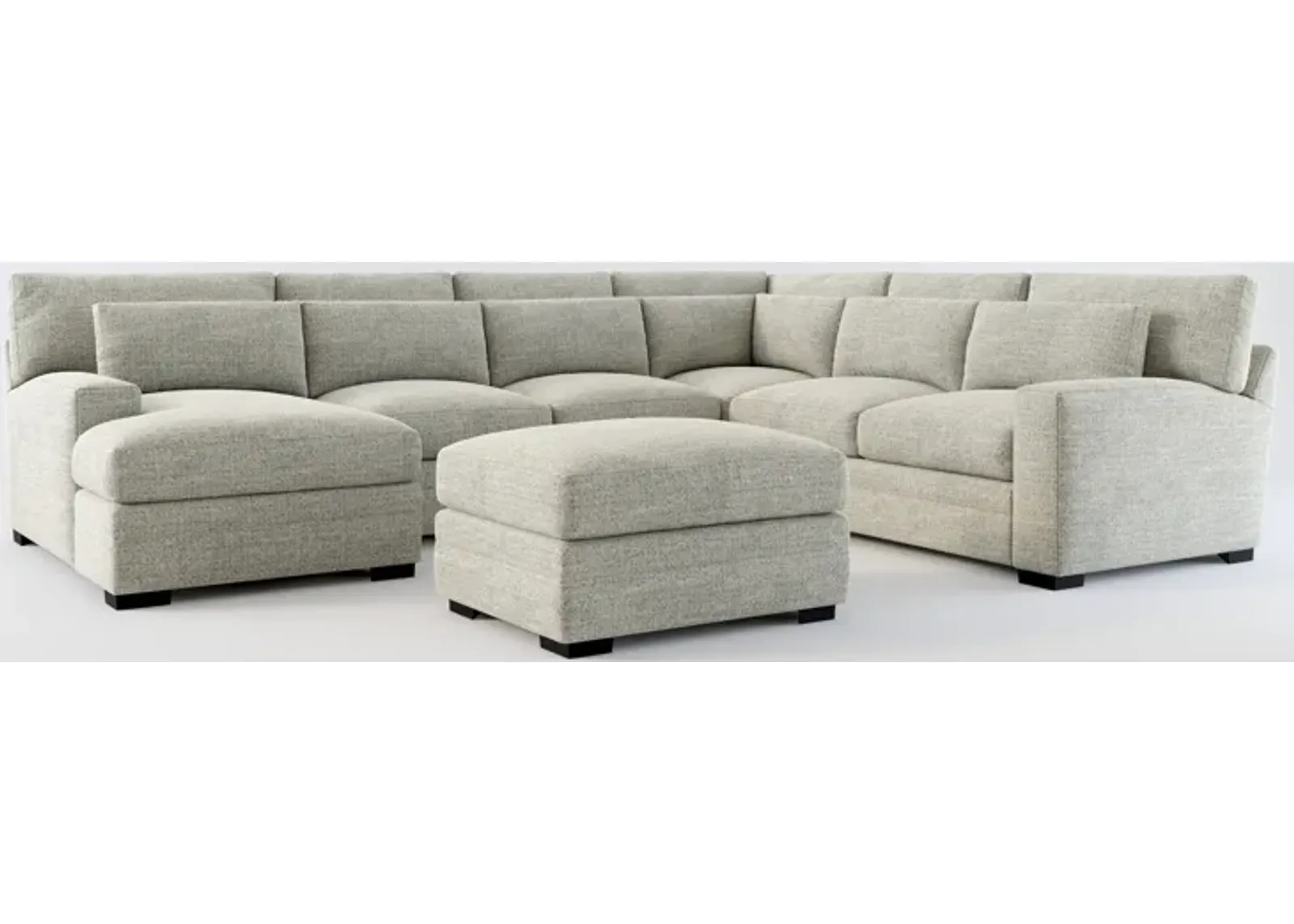 Winston Foam Comfort 5-Piece Sectional with Left-Facing Chaise and Ottoman - Pandora Pepper