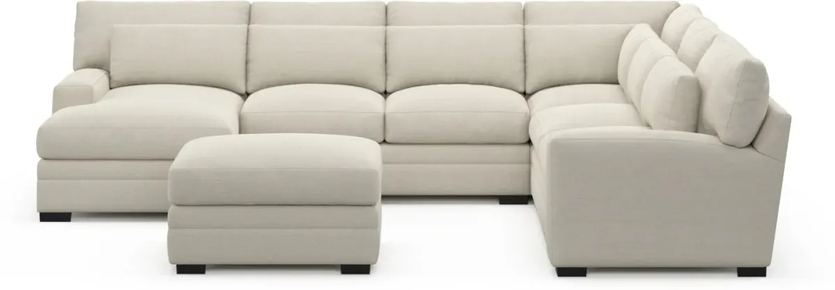 Winston Foam Comfort 5-Piece Sectional with Left-Facing Chaise and Ottoman - Curious Pearl