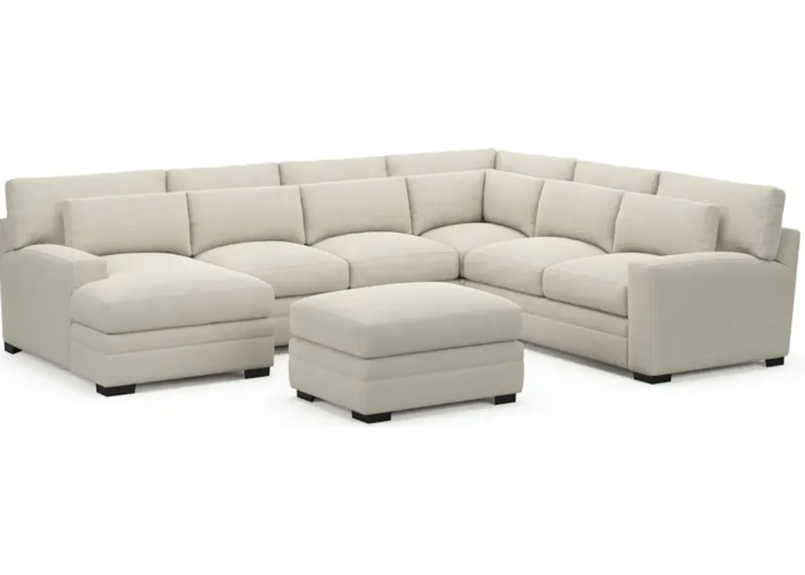 Winston Foam Comfort 5-Piece Sectional with Left-Facing Chaise and Ottoman - Curious Pearl