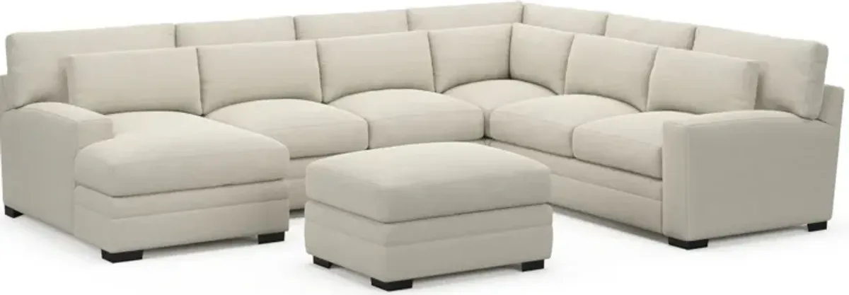 Winston Foam Comfort 5-Piece Sectional with Left-Facing Chaise and Ottoman - Curious Pearl