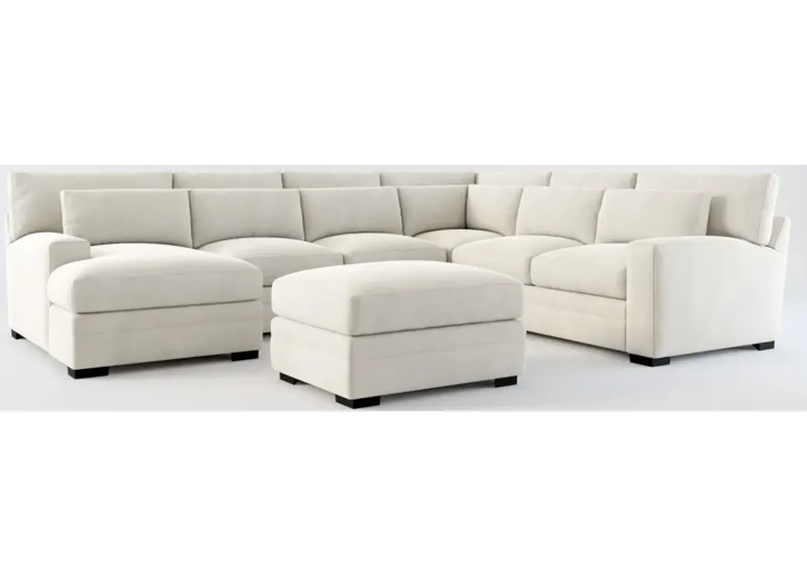 Winston Foam Comfort 5-Piece Sectional with Left-Facing Chaise and Ottoman - Laurent Beach