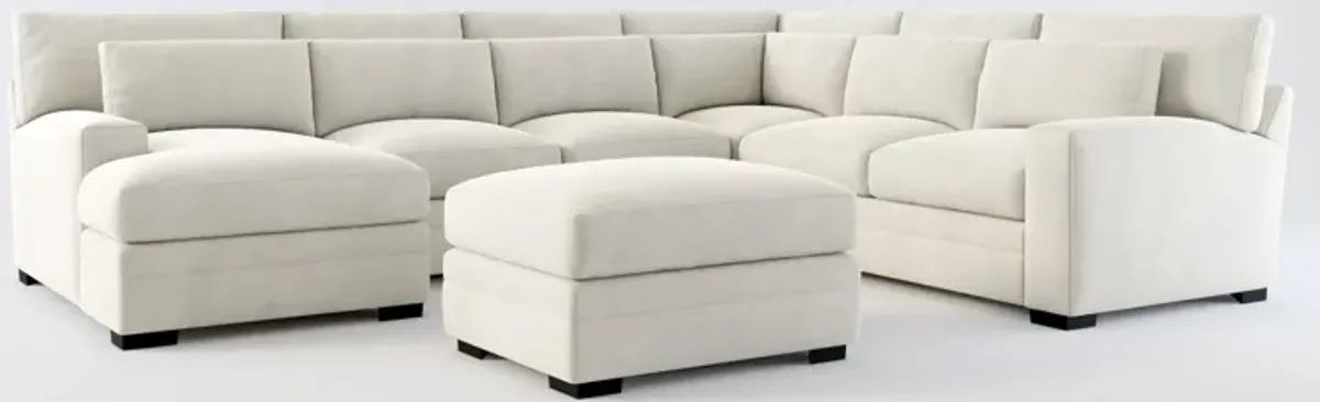 Winston Foam Comfort 5-Piece Sectional with Left-Facing Chaise and Ottoman - Laurent Beach