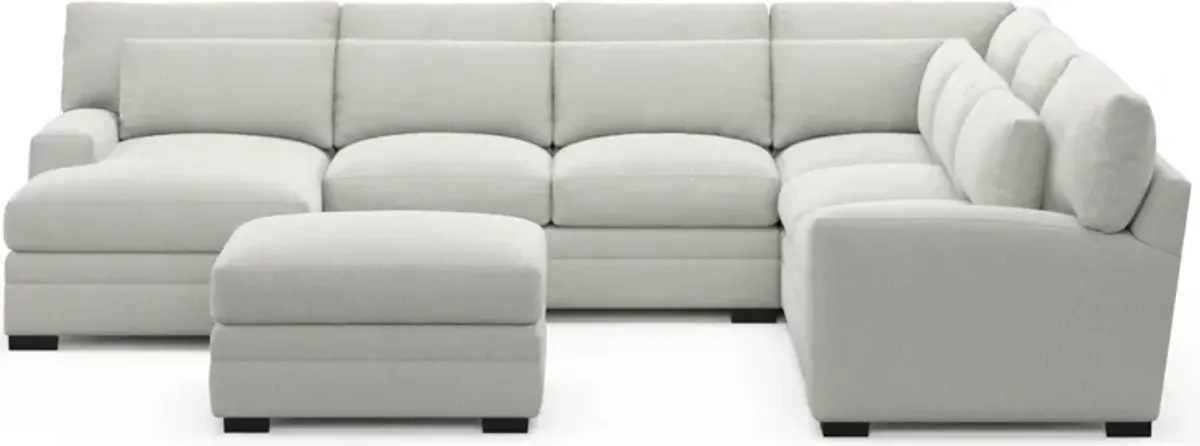 Winston Foam Comfort 5-Piece Sectional with Left-Facing Chaise and Ottoman - Oslo Snow