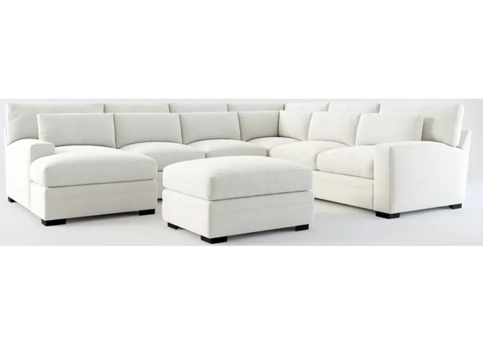 Winston Foam Comfort 5-Piece Sectional with Left-Facing Chaise and Ottoman - Oslo Snow