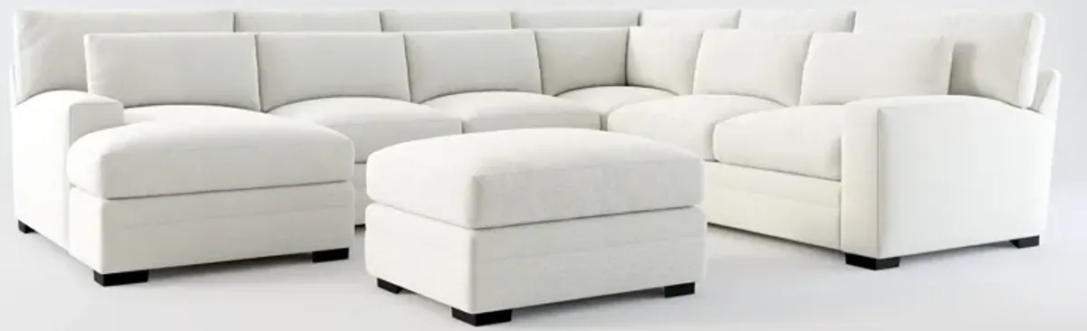 Winston Foam Comfort 5-Piece Sectional with Left-Facing Chaise and Ottoman - Oslo Snow