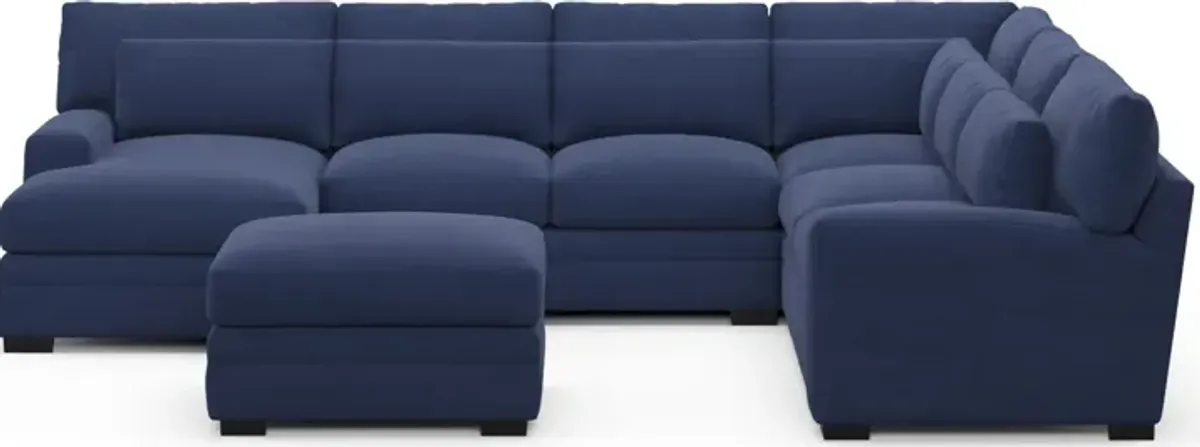 Winston Foam Comfort 5-Piece Sectional with Left-Facing Chaise and Ottoman - Abington Indigo