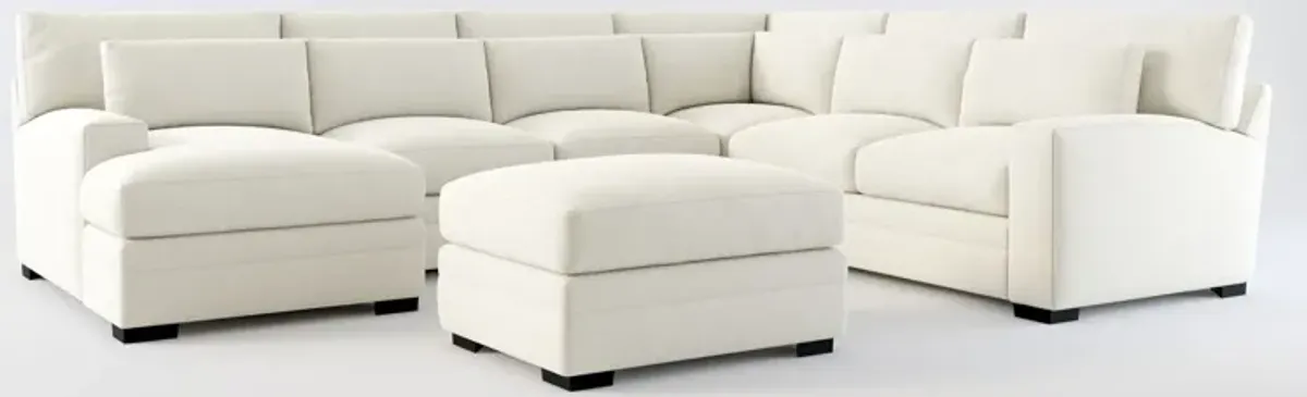 Winston Foam Comfort 5-Piece Sectional with Left-Facing Chaise and Ottoman - Anders Ivory