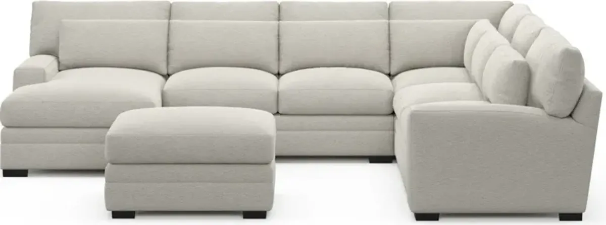 Winston Foam Comfort 5-Piece Sectional with Left-Facing Chaise and Ottoman - Everton Grey