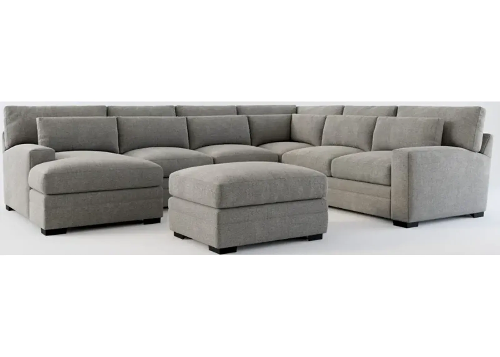 Winston Foam Comfort 5-Piece Sectional with Left-Facing Chaise and Ottoman - Living Large Charcoal