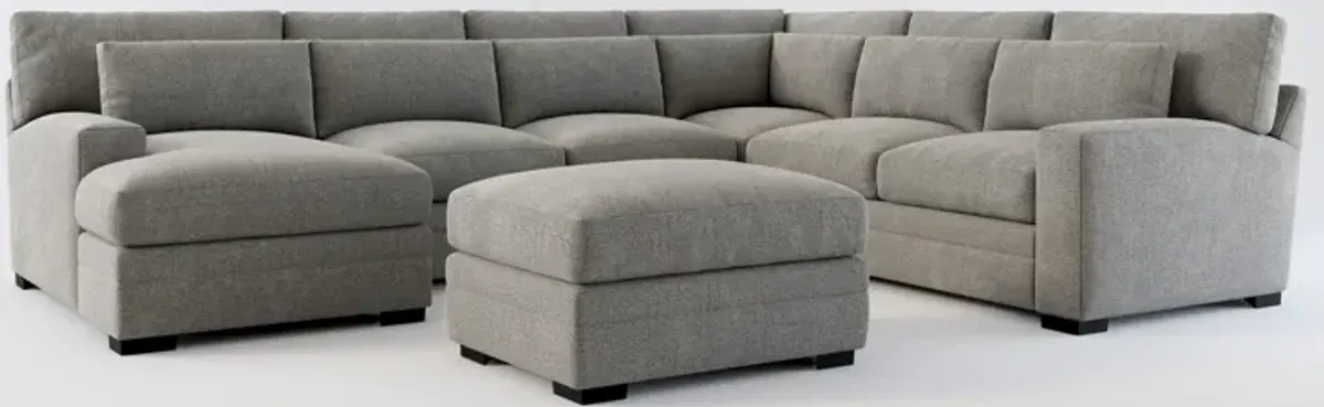 Winston Foam Comfort 5-Piece Sectional with Left-Facing Chaise and Ottoman - Living Large Charcoal