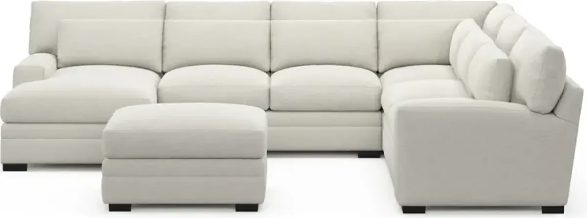 Winston Foam Comfort 5-Piece Sectional with Left-Facing Chaise and Ottoman - Living Large White