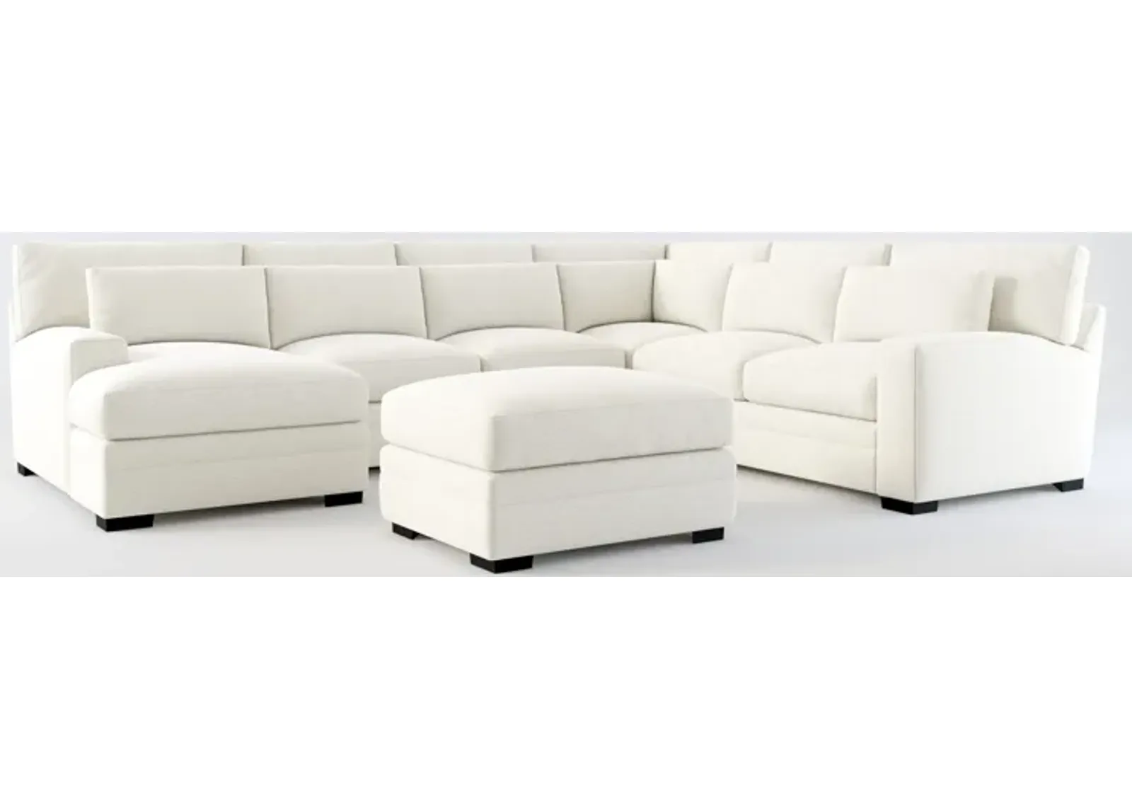 Winston Foam Comfort 5-Piece Sectional with Left-Facing Chaise and Ottoman - Living Large White