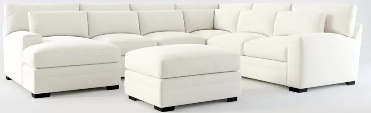 Winston Foam Comfort 5-Piece Sectional with Left-Facing Chaise and Ottoman - Living Large White