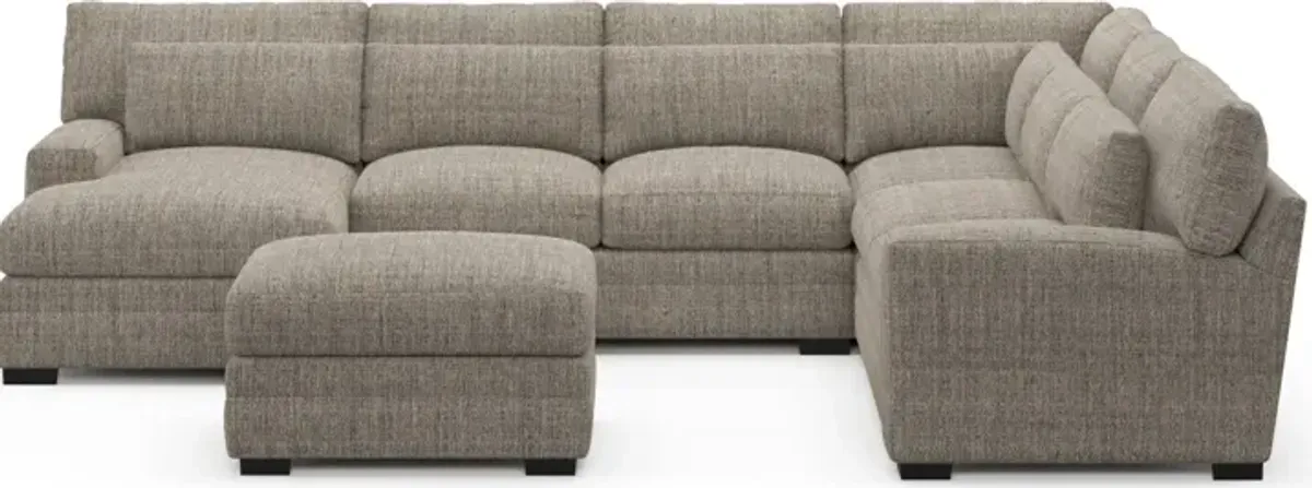 Winston Foam Comfort 5-Piece Sectional with Left-Facing Chaise and Ottoman - Mason Flint