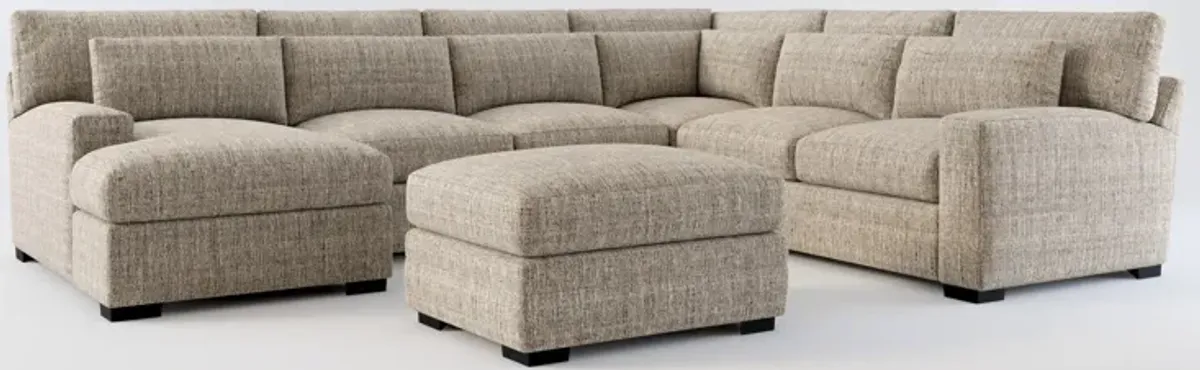 Winston Foam Comfort 5-Piece Sectional with Left-Facing Chaise and Ottoman - Mason Flint