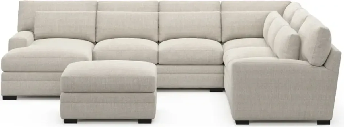 Winston Foam Comfort 5-Piece Sectional with Left-Facing Chaise and Ottoman - Mason Porcelain