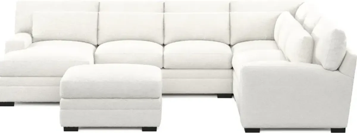 Winston Foam Comfort 5-Piece Sectional with Left-Facing Chaise and Ottoman - Bloke Snow