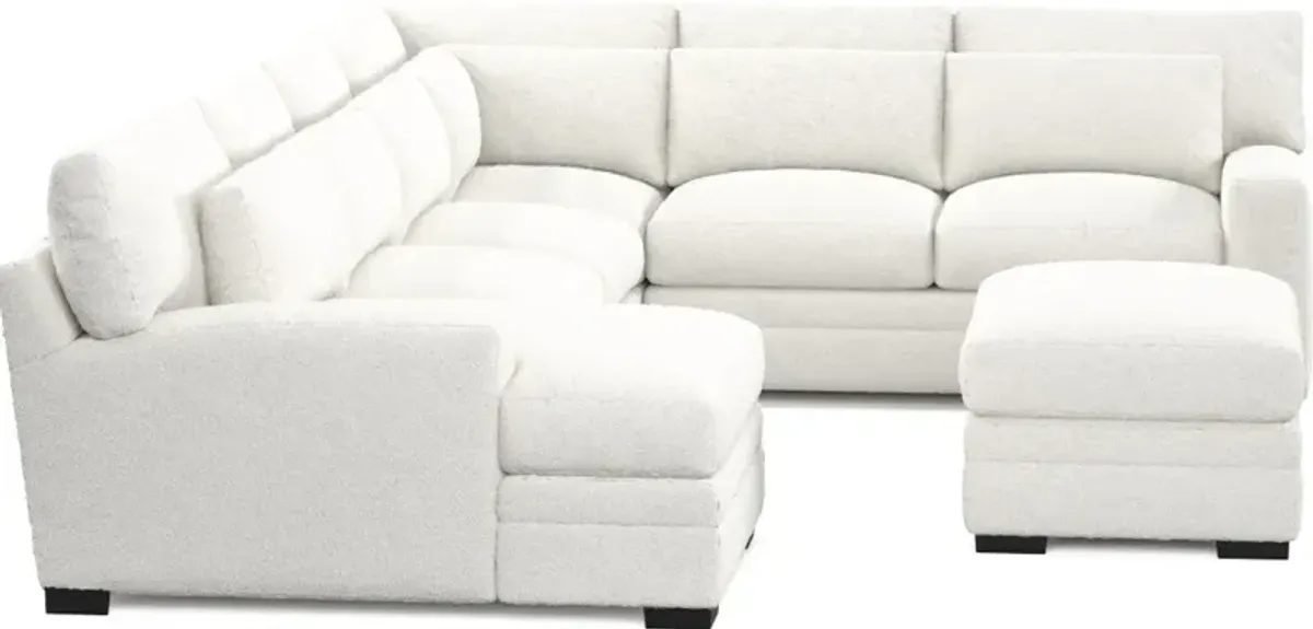 Winston Foam Comfort 5-Piece Sectional with Left-Facing Chaise and Ottoman - Bloke Snow