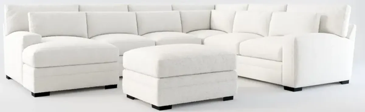 Winston Foam Comfort 5-Piece Sectional with Left-Facing Chaise and Ottoman - Bloke Snow