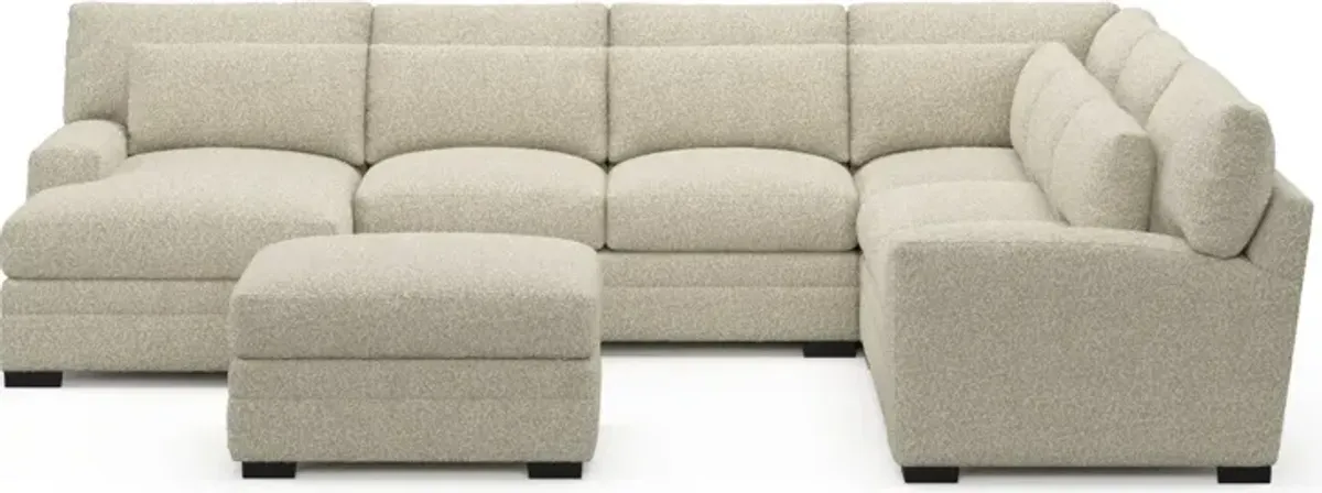 Winston Foam Comfort 5-Piece Sectional with Left-Facing Chaise and Ottoman - Bloke Cotton