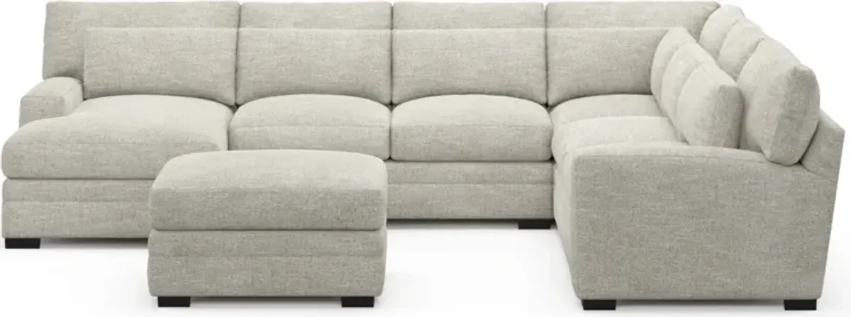 Winston Foam Comfort 5-Piece Sectional with Left-Facing Chaise and Ottoman - M Ivory