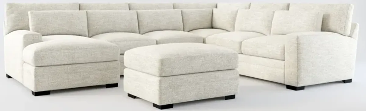 Winston Foam Comfort 5-Piece Sectional with Left-Facing Chaise and Ottoman - M Ivory