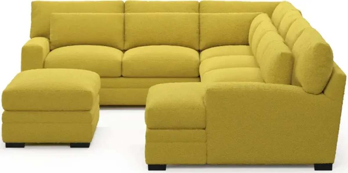 Winston Hybrid Comfort 5-Piece Sectional with Right-Facing Chaise and Ottoman - Bloke Goldenrod