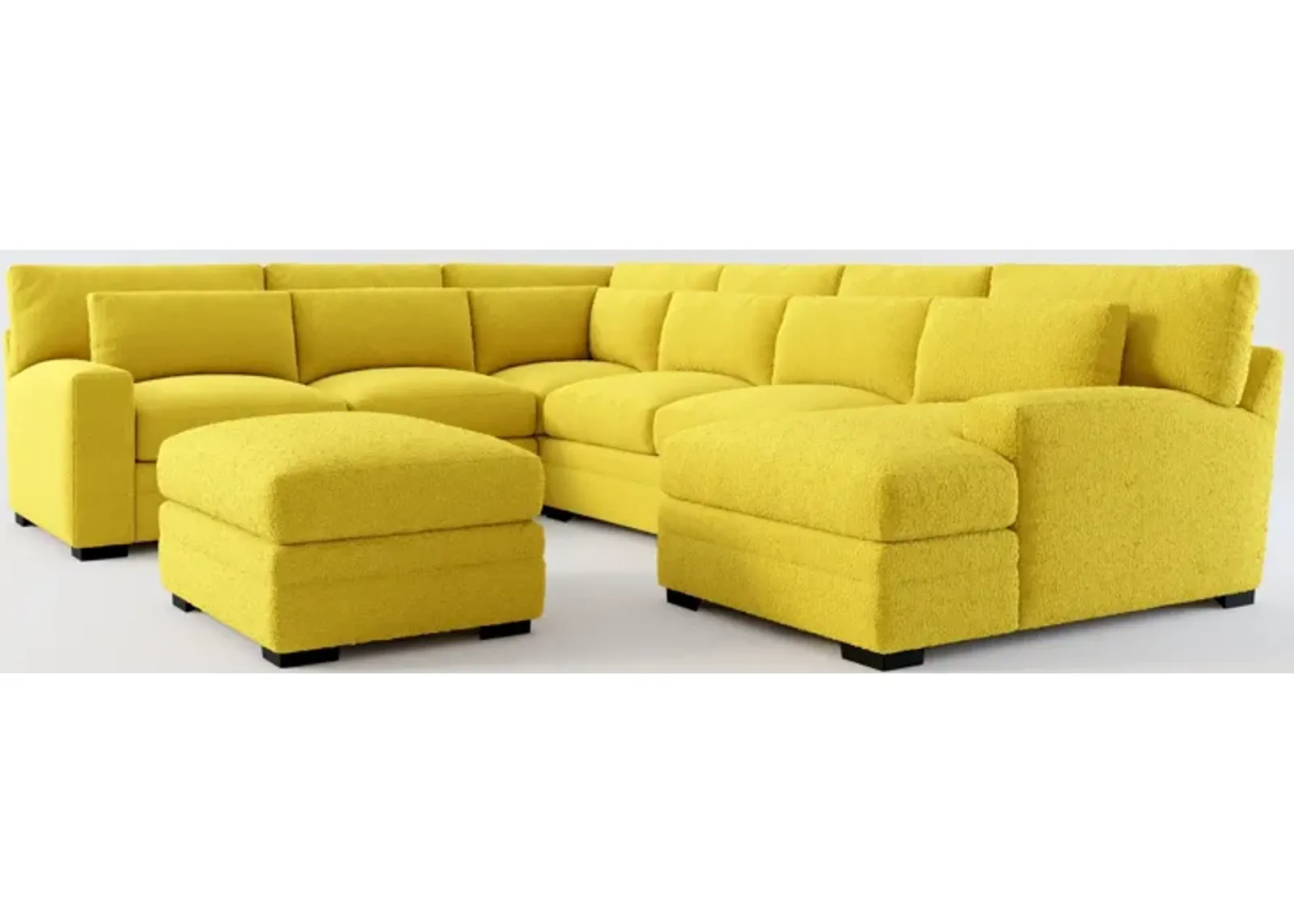 Winston Hybrid Comfort 5-Piece Sectional with Right-Facing Chaise and Ottoman - Bloke Goldenrod