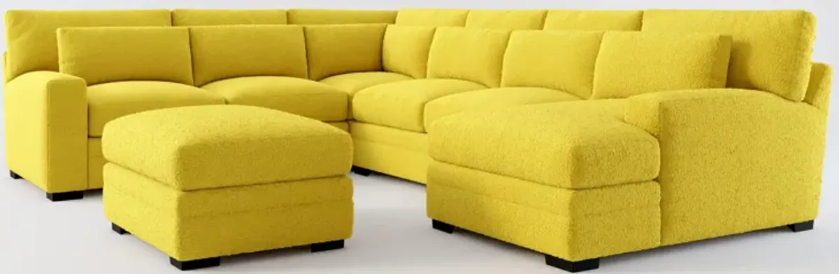 Winston Hybrid Comfort 5-Piece Sectional with Right-Facing Chaise and Ottoman - Bloke Goldenrod