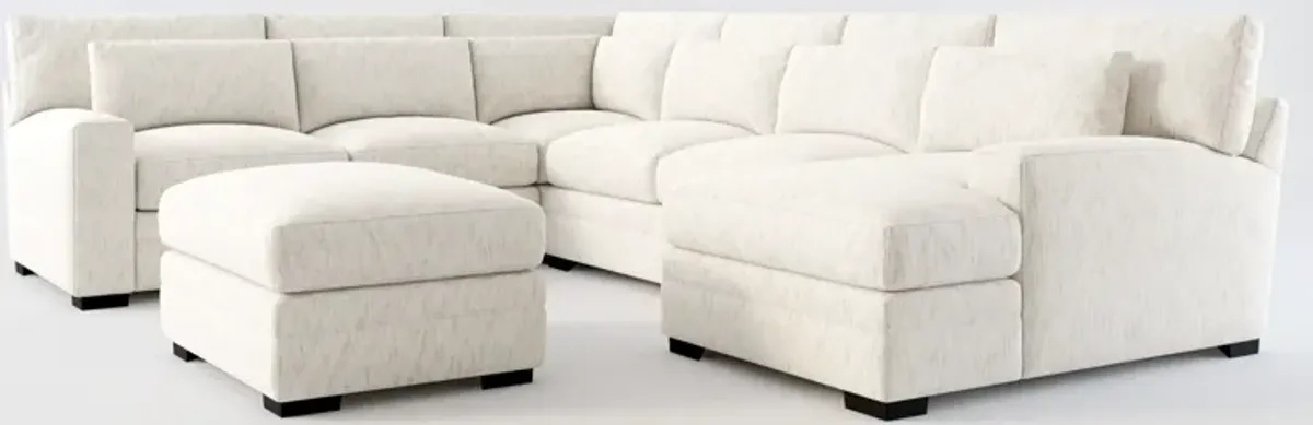 Winston Hybrid Comfort 5-Piece Sectional with Right-Facing Chaise and Ottoman - P.T. Cream