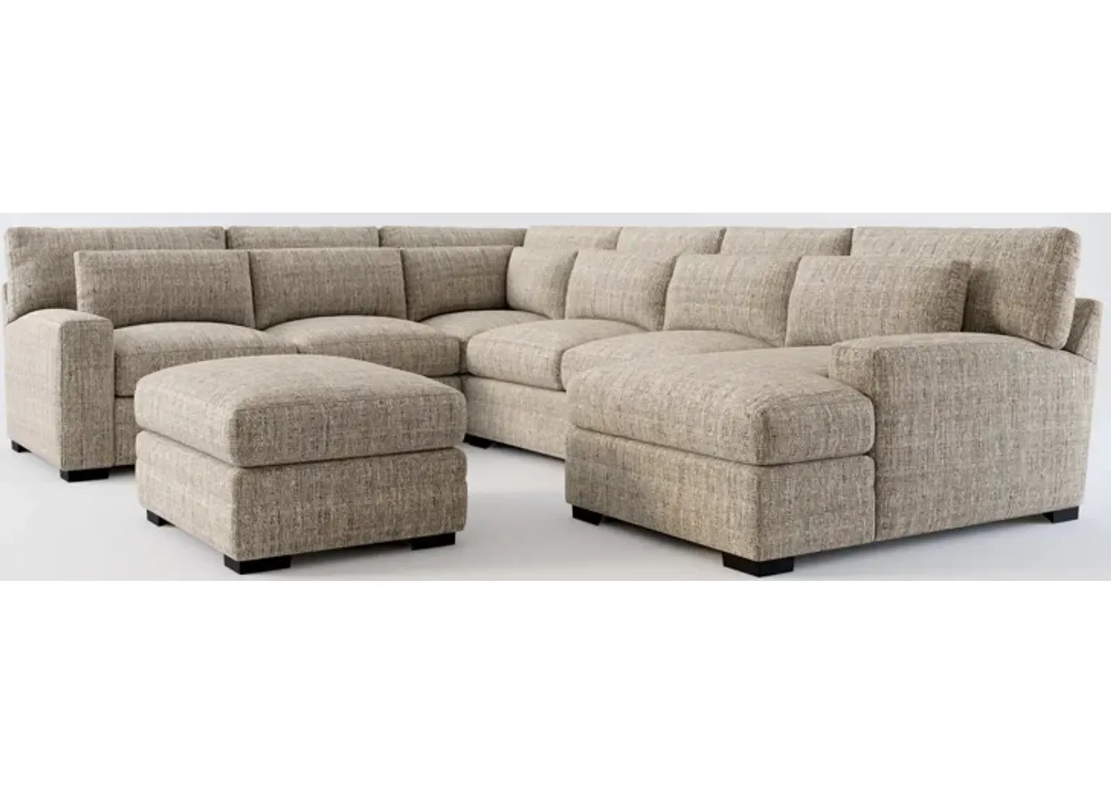 Winston Hybrid Comfort 5-Piece Sectional with Right-Facing Chaise and Ottoman - Mason Flint