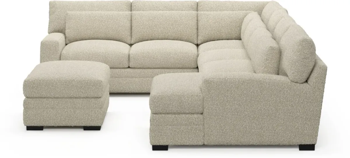 Winston Hybrid Comfort 5-Piece Sectional with Right-Facing Chaise and Ottoman - Bloke Cotton