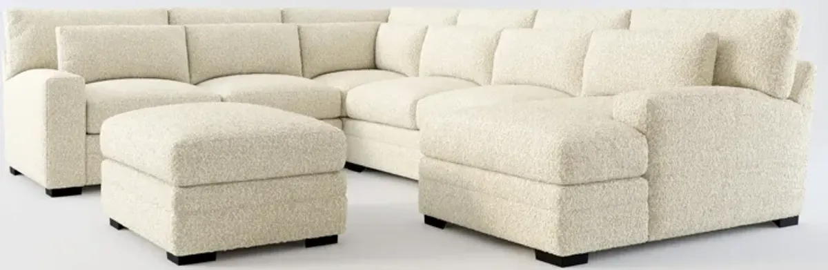 Winston Hybrid Comfort 5-Piece Sectional with Right-Facing Chaise and Ottoman - Bloke Cotton