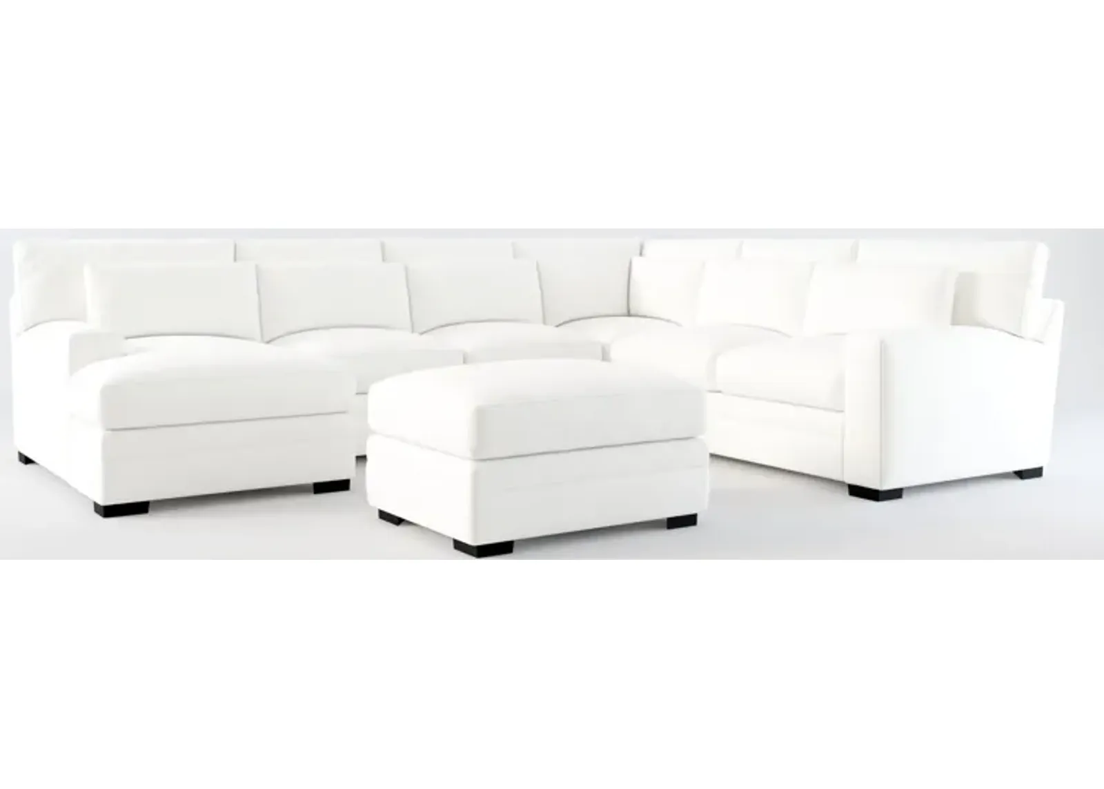 Winston Hybrid Comfort 5-Piece Sectional with Left-Facing Chaise and Ottoman - Contessa Vanilla