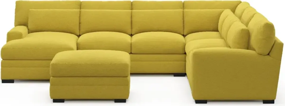 Winston Hybrid Comfort 5-Piece Sectional with Left-Facing Chaise and Ottoman - Bloke Goldenrod