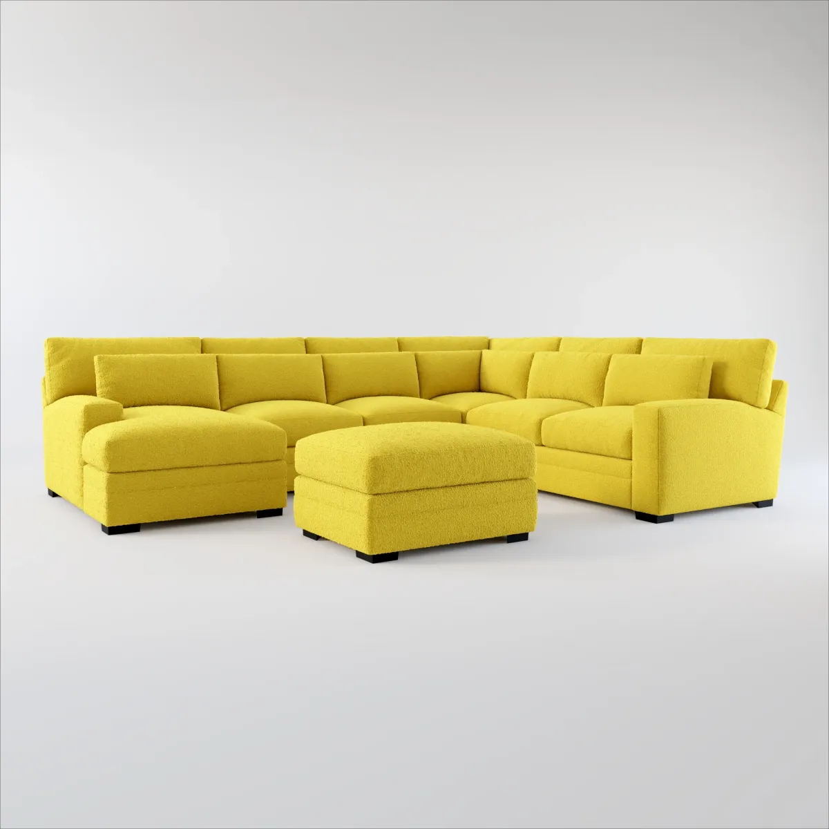 Winston Hybrid Comfort 5-Piece Sectional with Left-Facing Chaise and Ottoman - Bloke Goldenrod