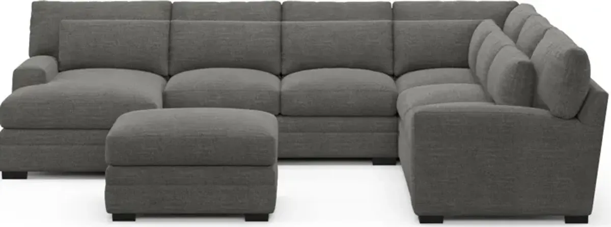 Winston Hybrid Comfort 5-Piece Sectional with Left-Facing Chaise and Ottoman - Curious Charcoal