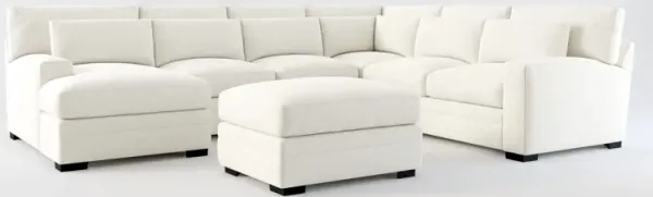 Winston Hybrid Comfort 5-Piece Sectional with Left-Facing Chaise and Ottoman - Living Large White