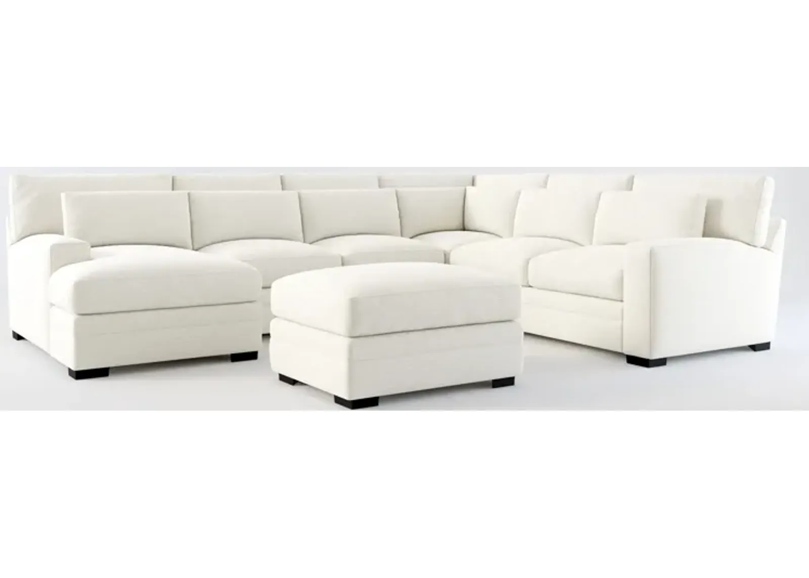 Winston Hybrid Comfort 5-Piece Sectional with Left-Facing Chaise and Ottoman - Living Large White