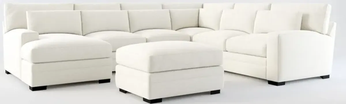 Winston Hybrid Comfort 5-Piece Sectional with Left-Facing Chaise and Ottoman - Living Large White