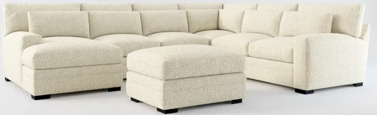 Winston Hybrid Comfort 5-Piece Sectional with Left-Facing Chaise and Ottoman - Bloke Cotton