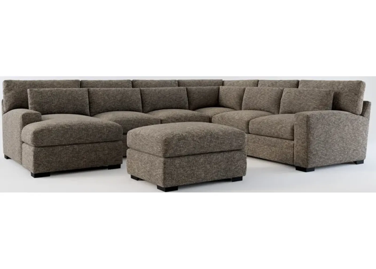 Winston Hybrid Comfort 5-Piece Sectional with Left-Facing Chaise and Ottoman - M Walnut