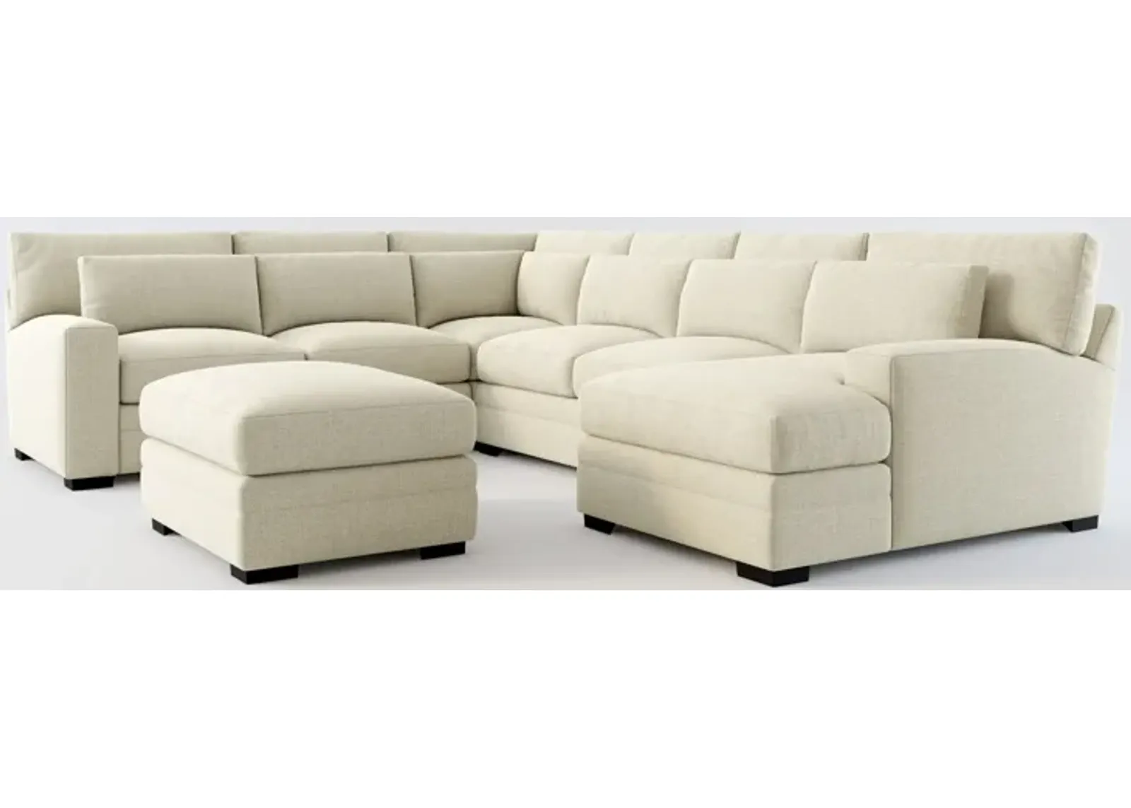 Winston Foam Comfort 5-Piece Sectional with Right-Facing Chaise and Ottoman - Broderick Charcoal