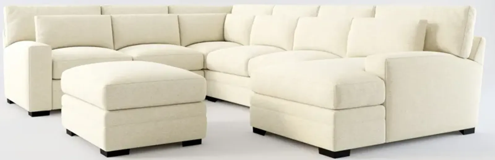 Winston Foam Comfort 5-Piece Sectional with Right-Facing Chaise and Ottoman - Bridger Shell