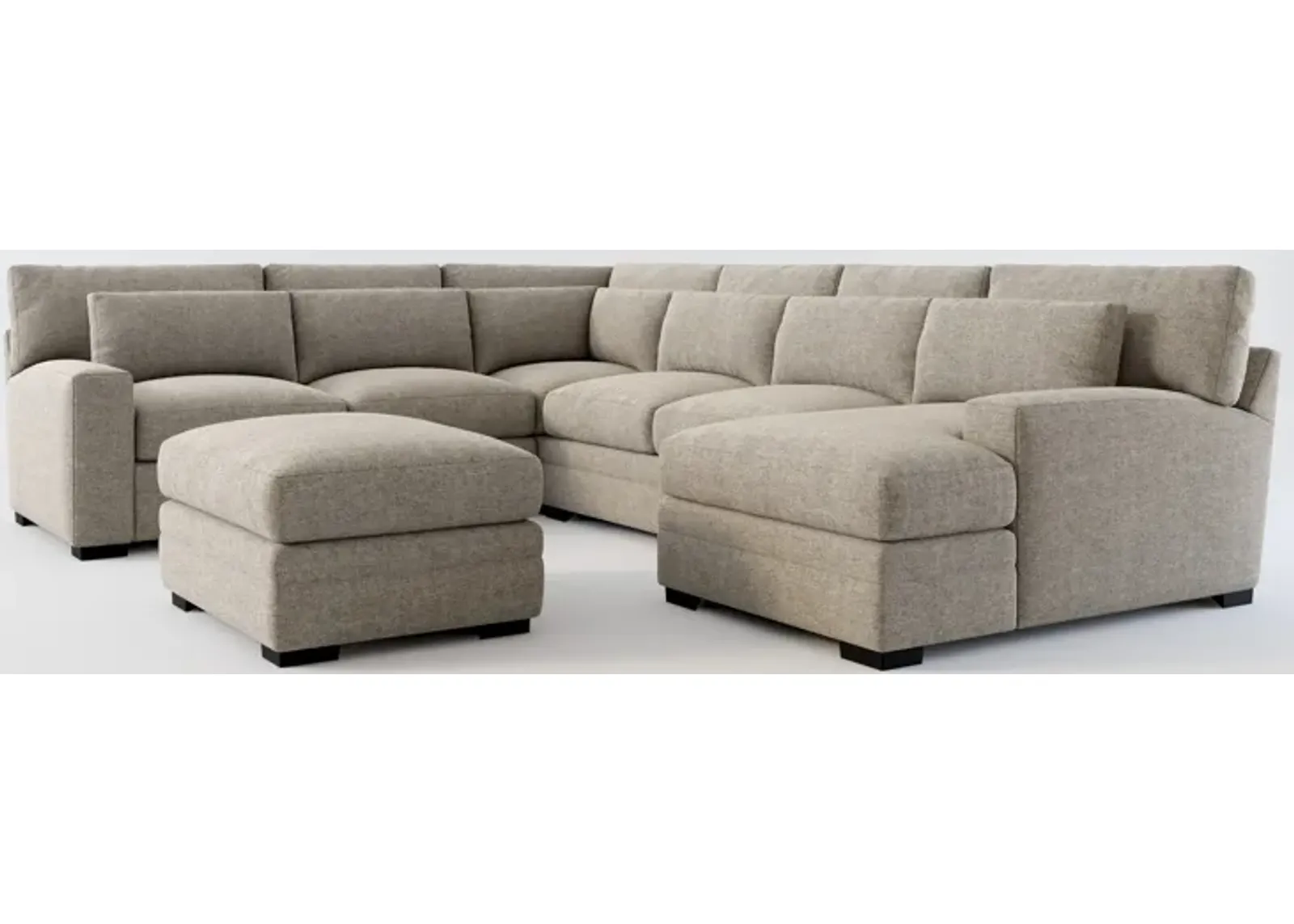 Winston Foam Comfort 5-Piece Sectional with Right-Facing Chaise and Ottoman - Bridger Metal